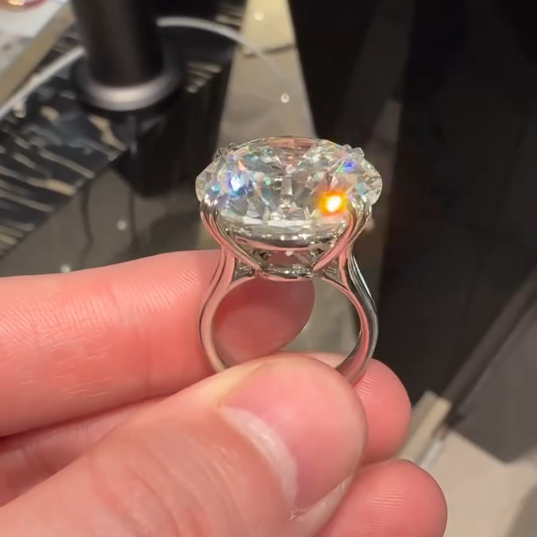 12ct Round Cut Diamond Handmade Sterling Silver Ring