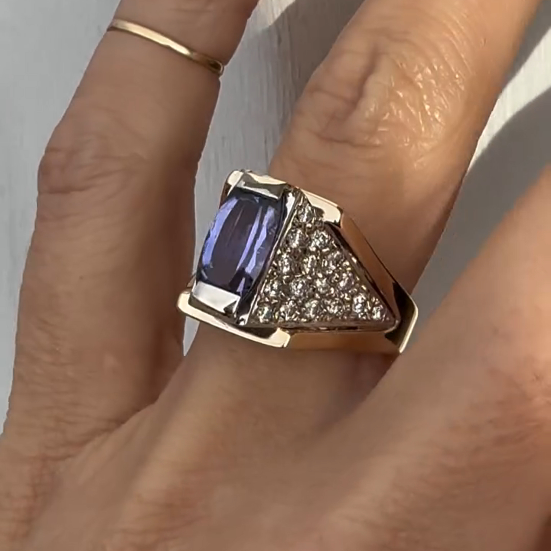 5ct Cushion Cut Amethyst Handmade Sterling Silver Plated Rose Gold Ring