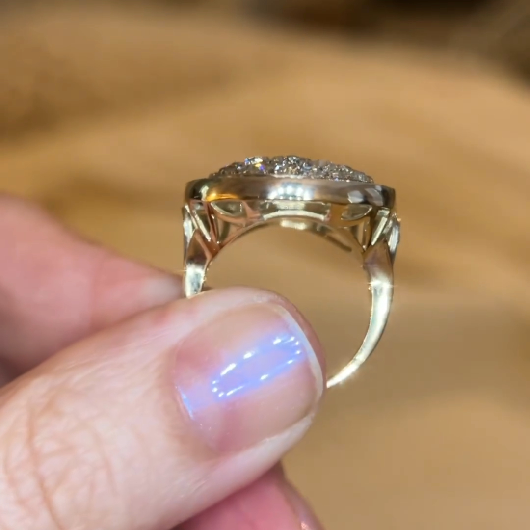 10ctw Cushion Cut Zircon Handmade Sterling Silver Plated Yellow Gold Ring