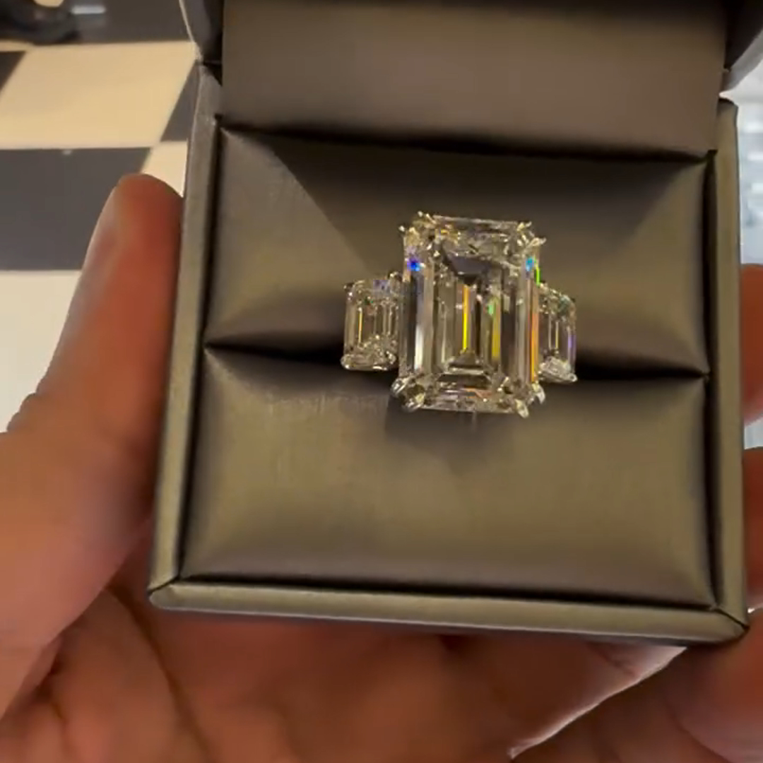 8ct Emerald Cut Diamond Handmade Sterling Silver Ring