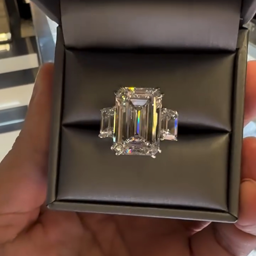 8ct Emerald Cut Diamond Handmade Sterling Silver Ring