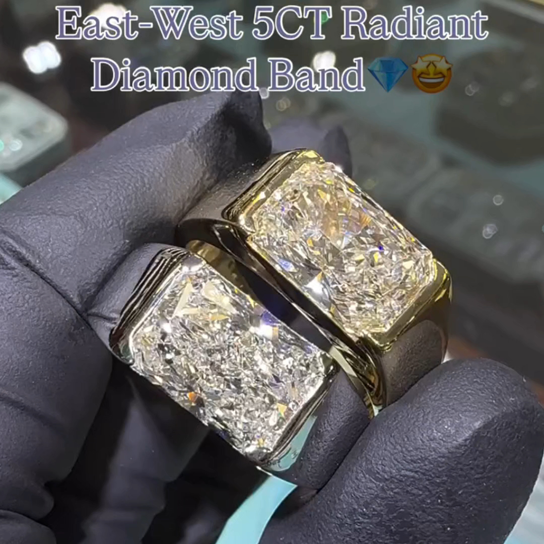 5ct Radiant Cut Diamond Handmade Sterling Silver Ring