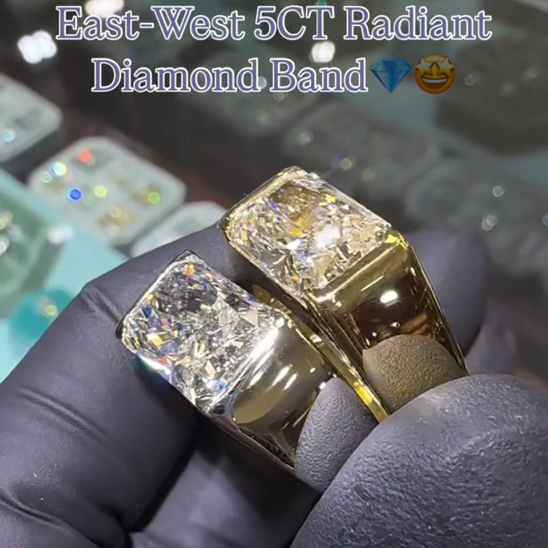 5ct Radiant Cut Diamond Handmade Sterling Silver Ring