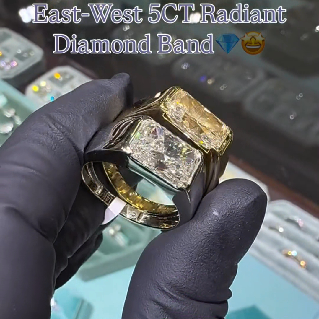 5ct Radiant Cut Diamond Handmade Sterling Silver Ring