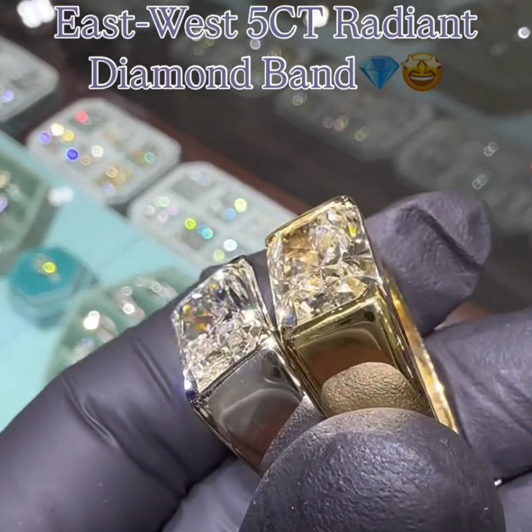 5ct Radiant Cut Diamond Handmade Sterling Silver Ring