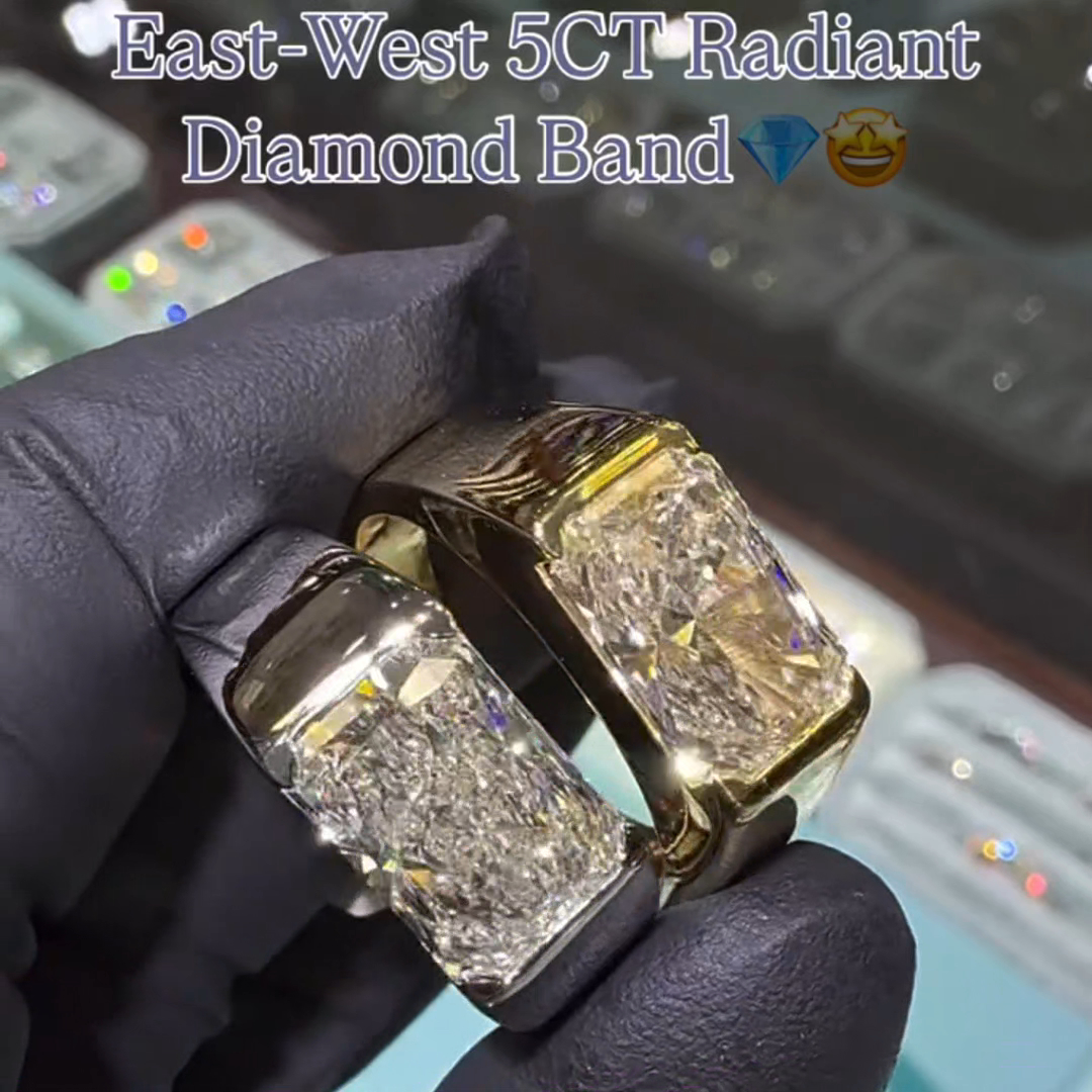 5ct Radiant Cut Diamond Handmade Sterling Silver Ring