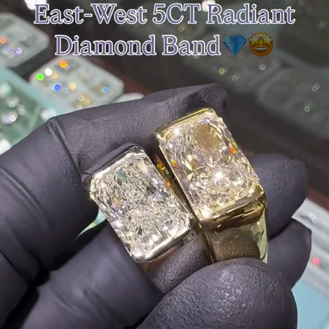 5ct Radiant Cut Diamond Handmade Sterling Silver Ring