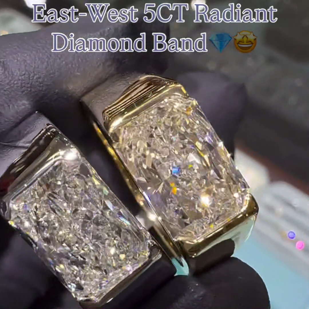 5ct Radiant Cut Diamond Handmade Sterling Silver Ring