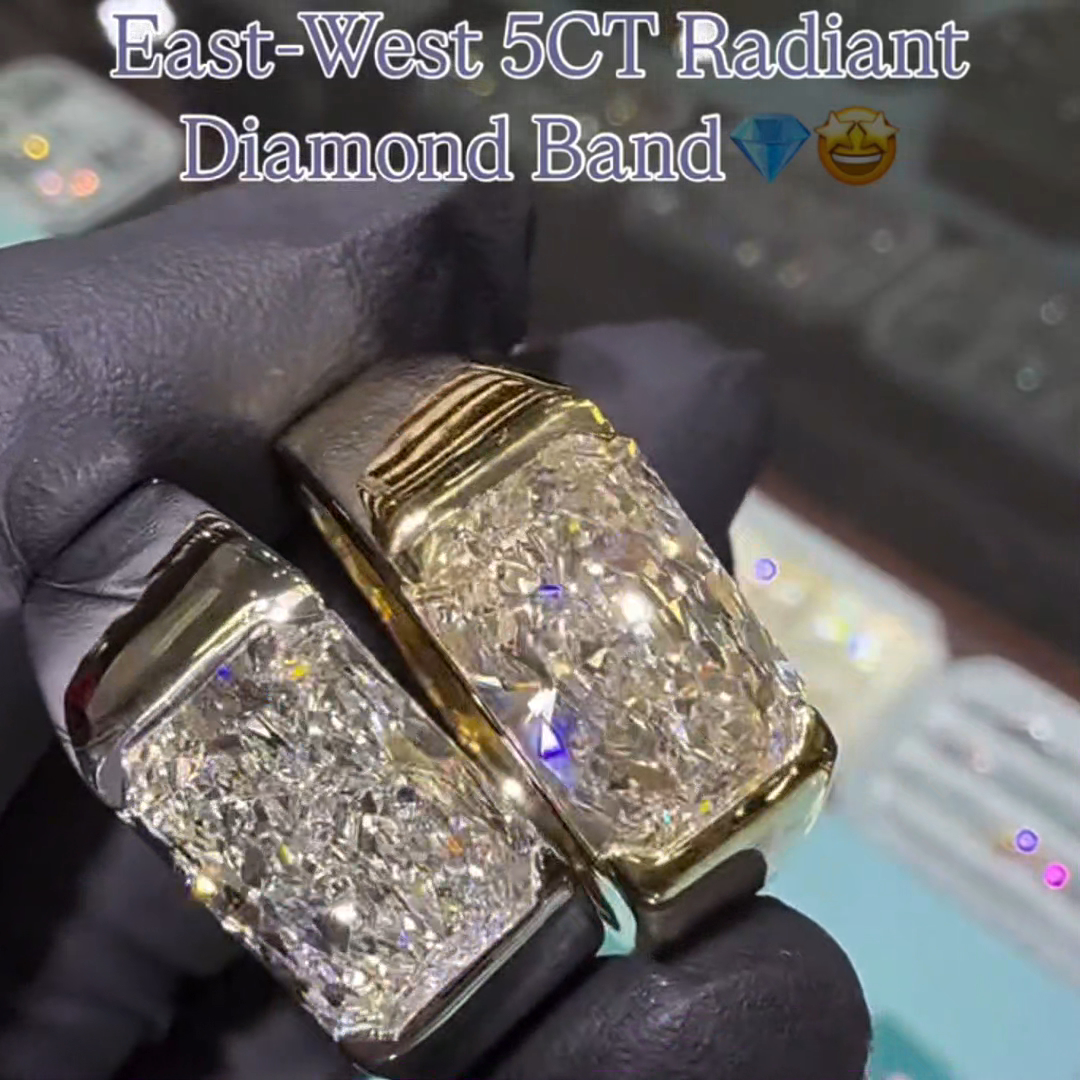 5ct Radiant Cut Diamond Handmade Sterling Silver Ring