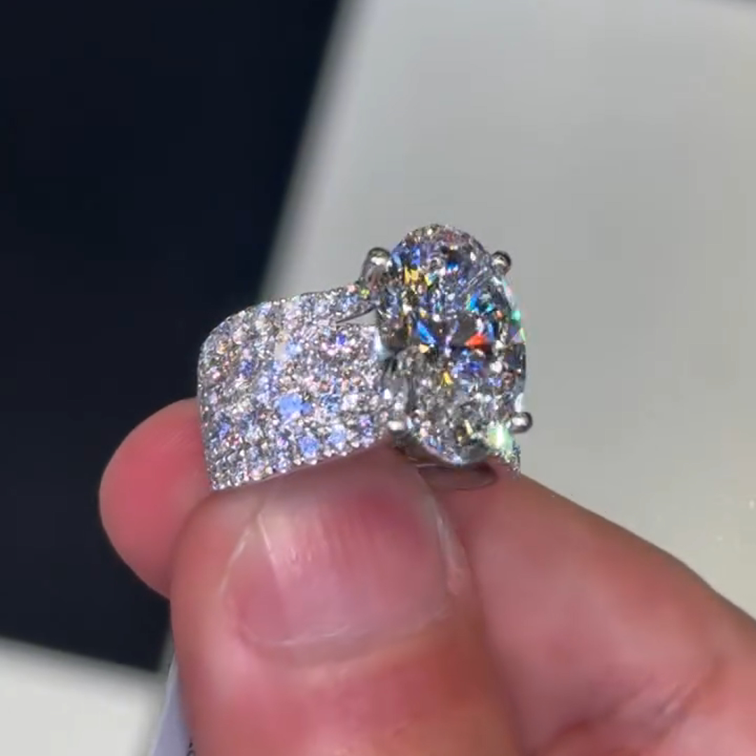 3ct Oval Cut Diamond Handmade Sterling Silver Ring