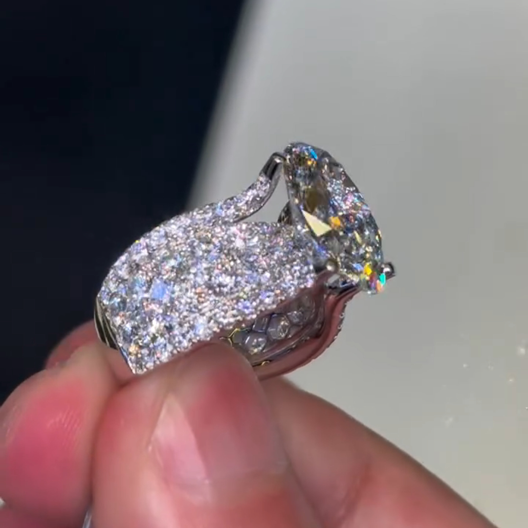 3ct Oval Cut Diamond Handmade Sterling Silver Ring