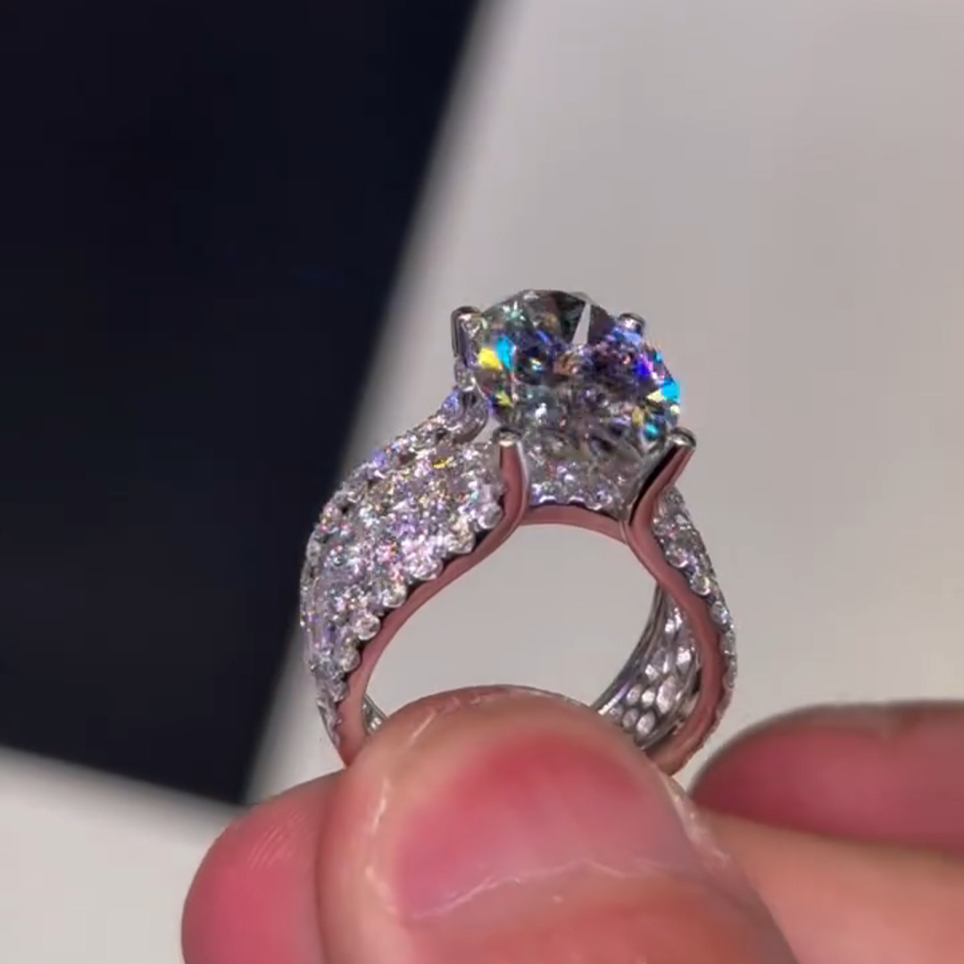 3ct Oval Cut Diamond Handmade Sterling Silver Ring