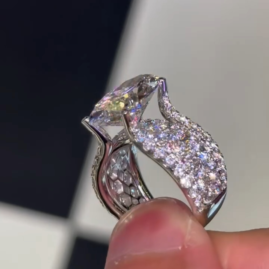 3ct Oval Cut Diamond Handmade Sterling Silver Ring