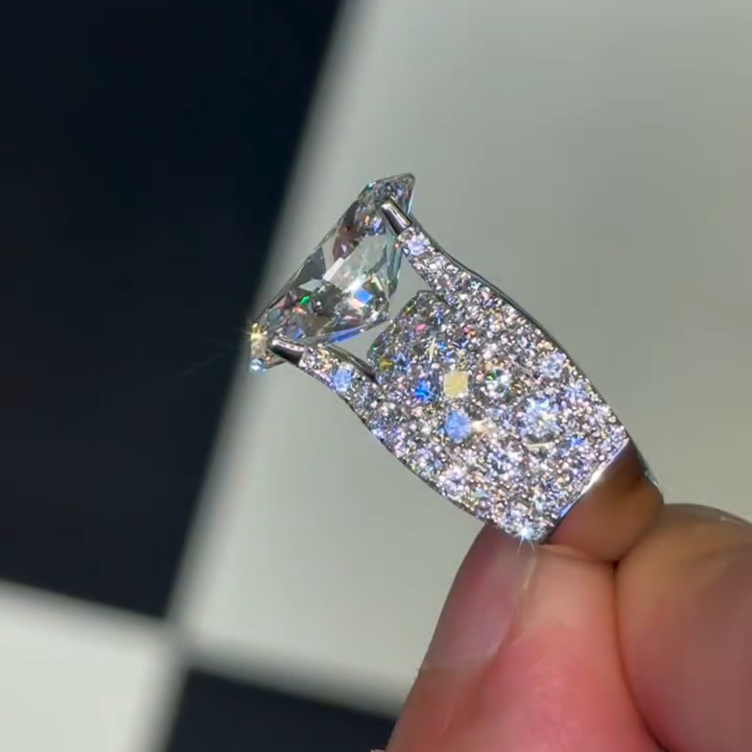3ct Oval Cut Diamond Handmade Sterling Silver Ring