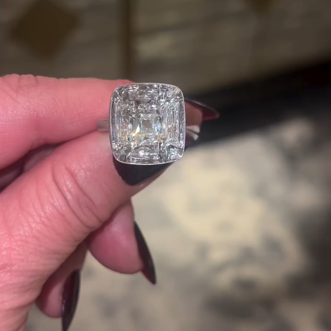 3ct Cushion Cut Zircon Handmade Sterling Silver Ring