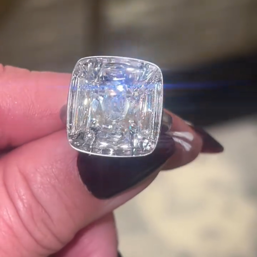 3ct Cushion Cut Zircon Handmade Sterling Silver Ring