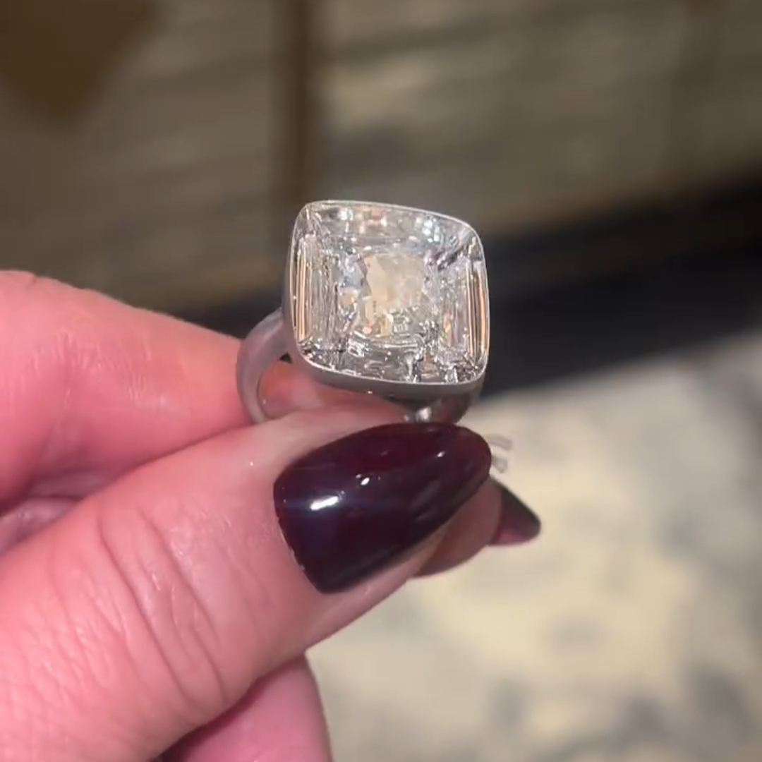 3ct Cushion Cut Zircon Handmade Sterling Silver Ring
