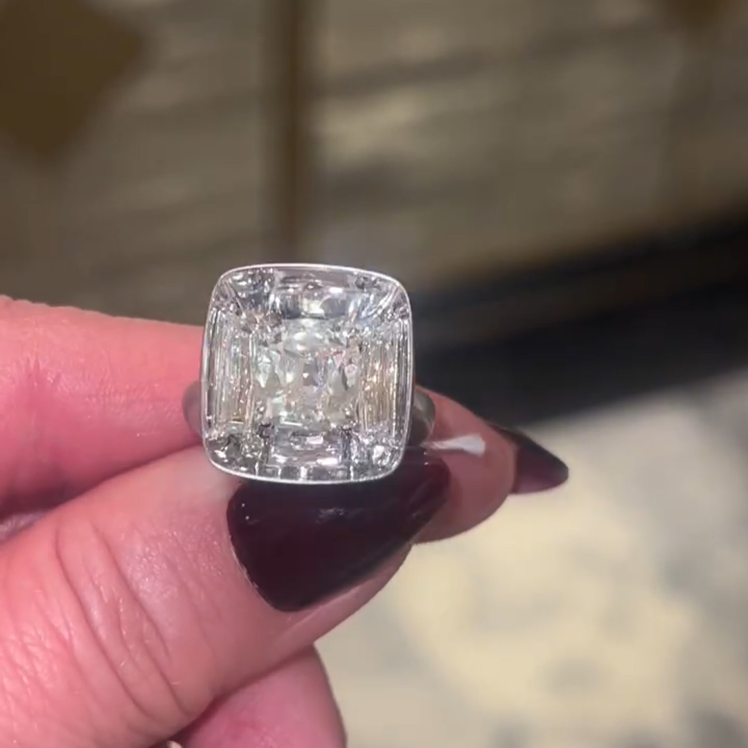 3ct Cushion Cut Zircon Handmade Sterling Silver Ring