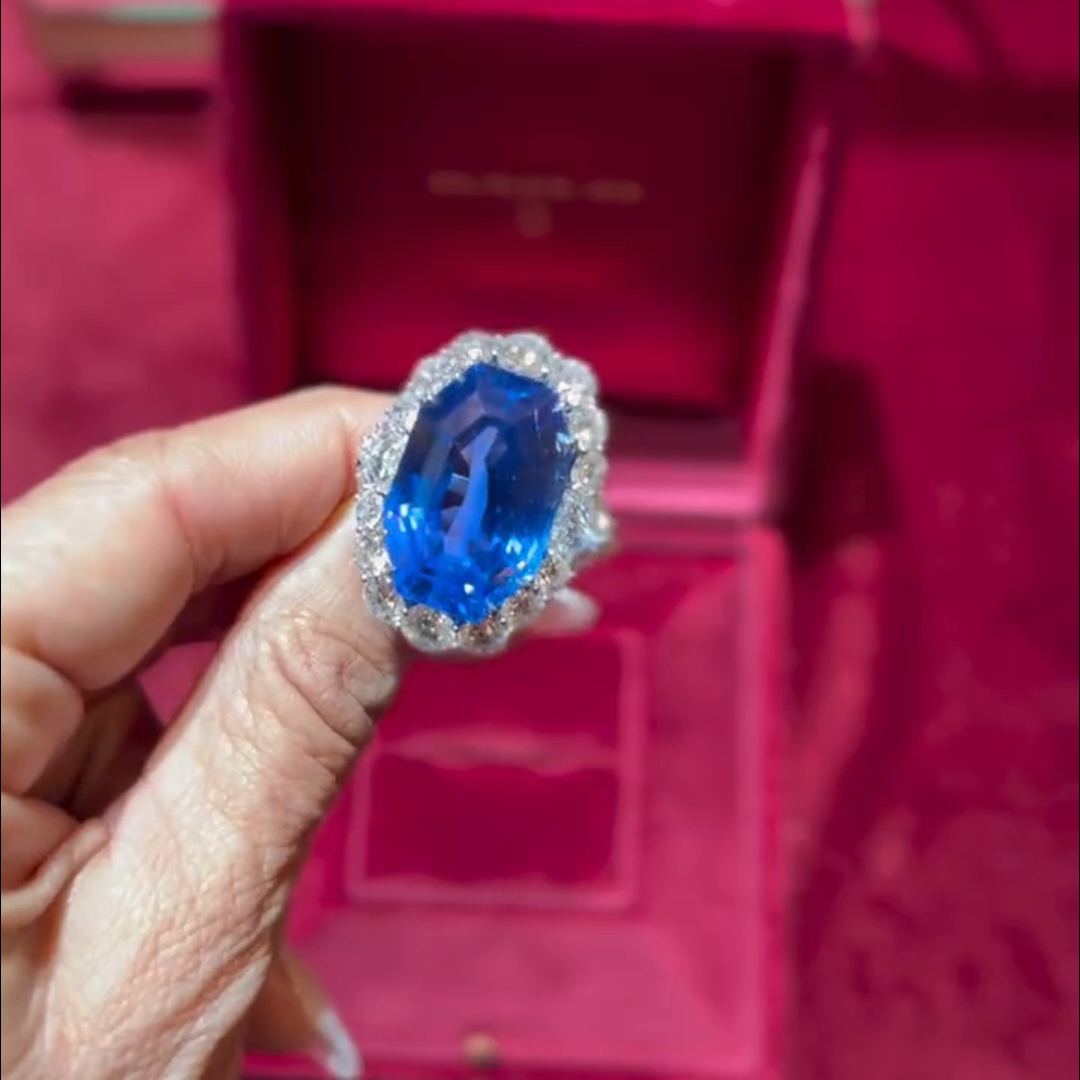 8ct Cushion Cut Sapphire Sterling Silver Handmade Ring