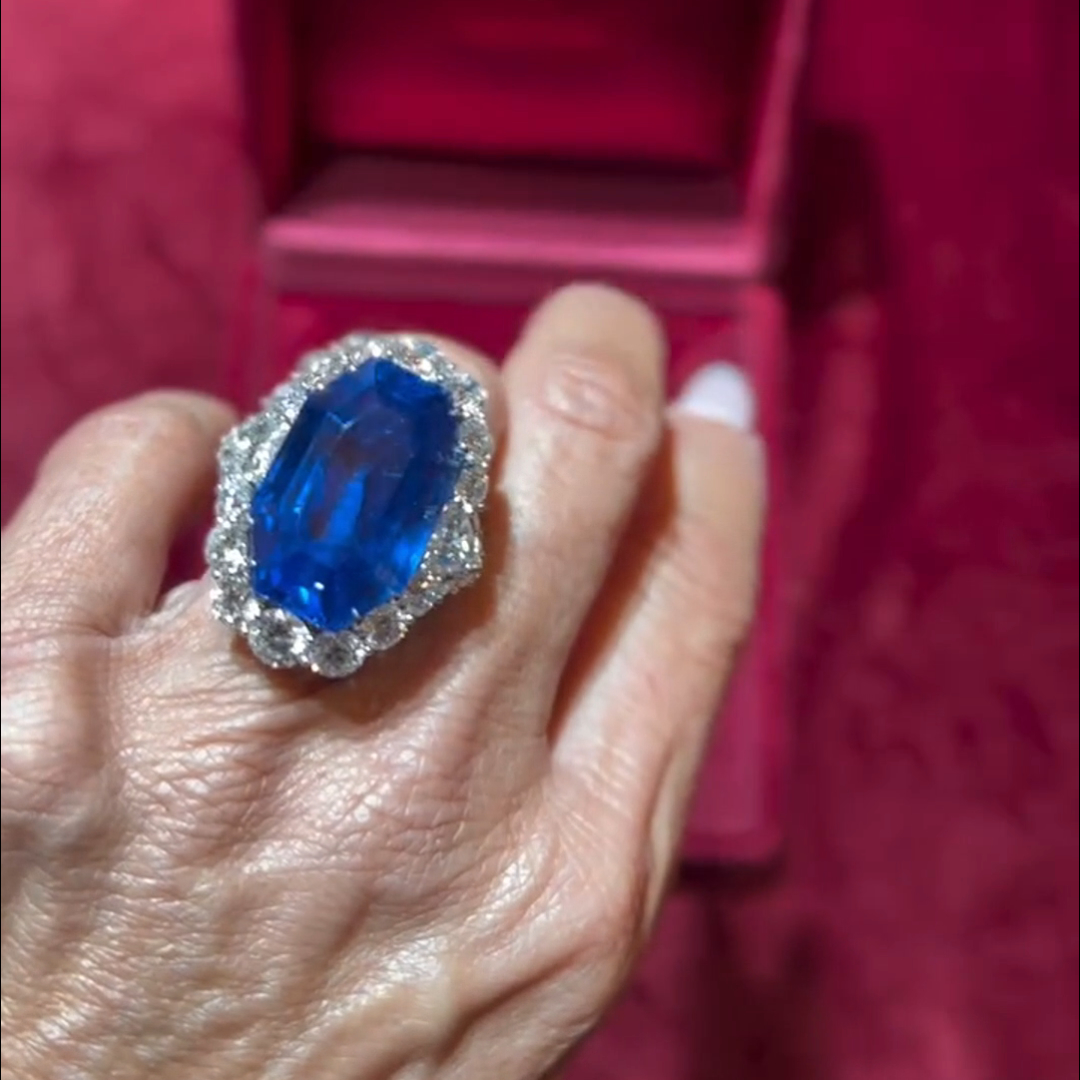 8ct Cushion Cut Sapphire Sterling Silver Handmade Ring