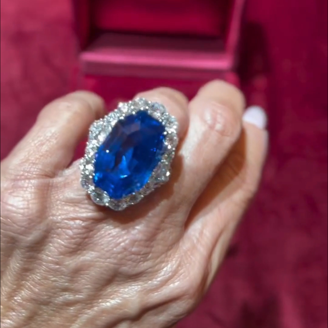 8ct Cushion Cut Sapphire Sterling Silver Handmade Ring