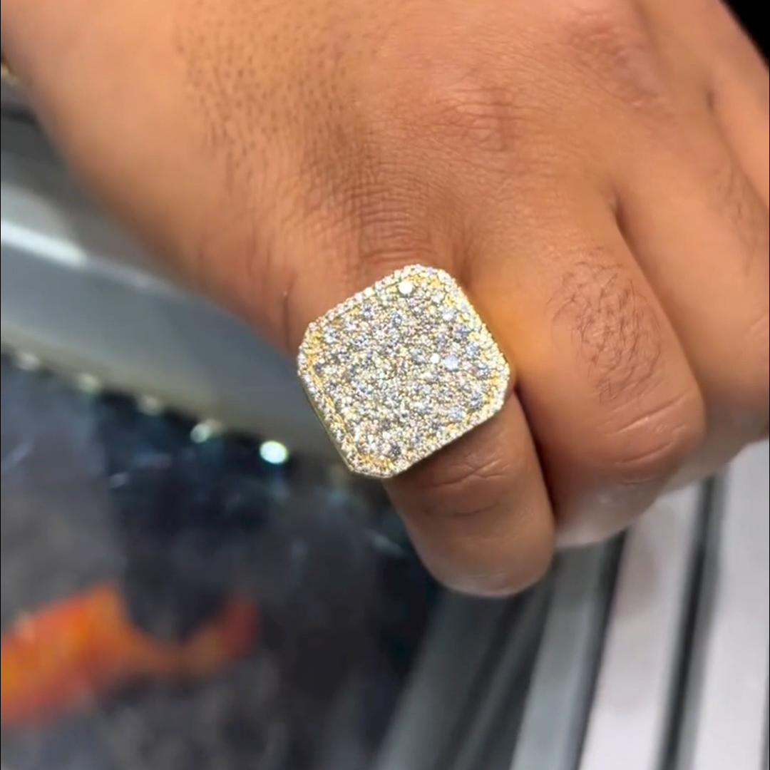18ctw Round Cut Diamond Sterling Silver Plated Yellow Gold Handmade Ring