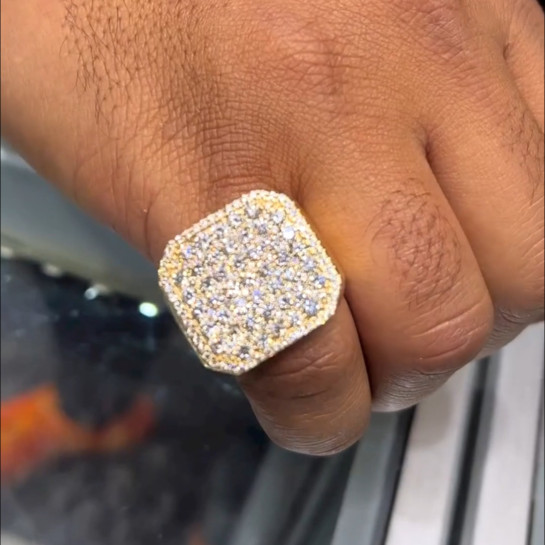 18ctw Round Cut Diamond Sterling Silver Plated Yellow Gold Handmade Ring