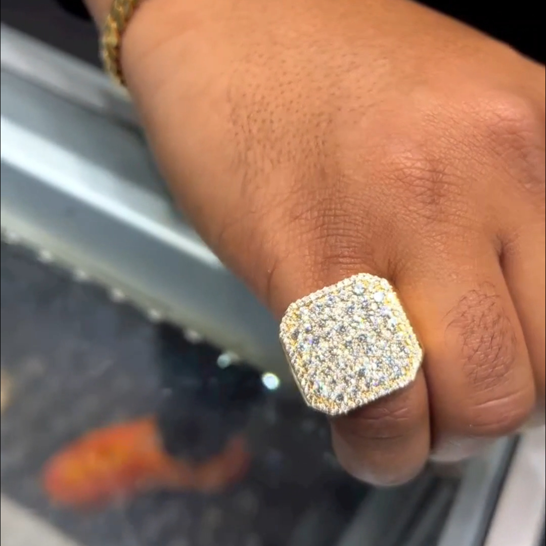 18ctw Round Cut Diamond Sterling Silver Plated Yellow Gold Handmade Ring