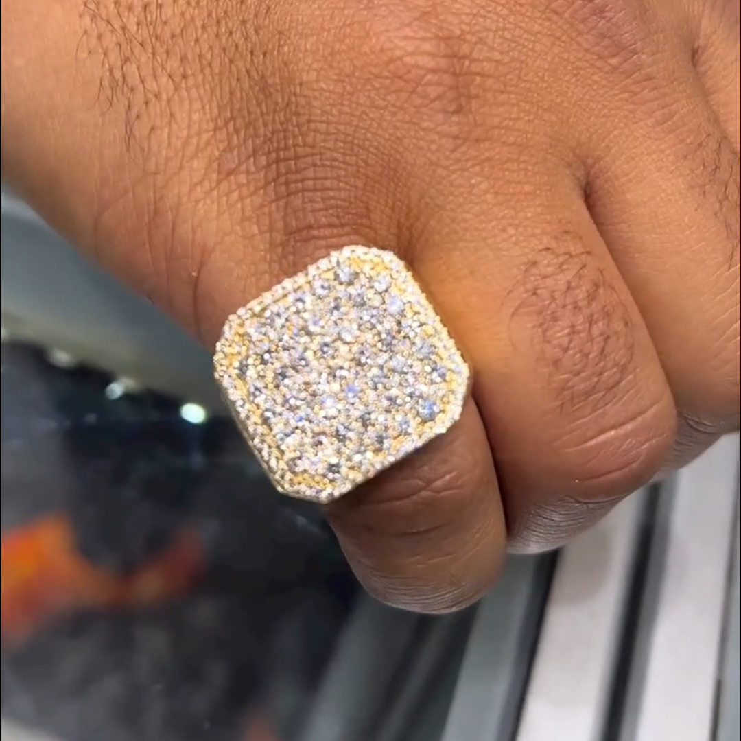 18ctw Round Cut Diamond Sterling Silver Plated Yellow Gold Handmade Ring