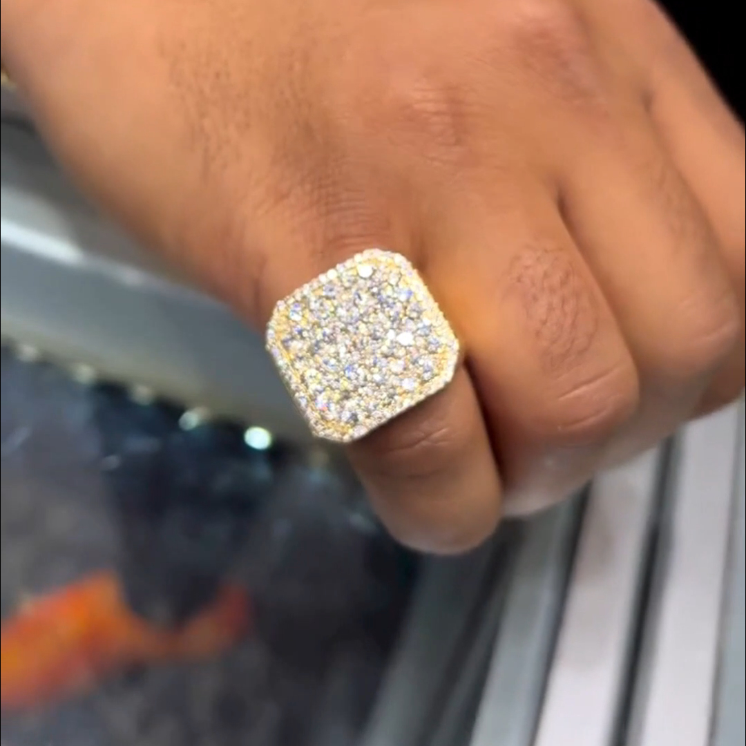 18ctw Round Cut Diamond Sterling Silver Plated Yellow Gold Handmade Ring