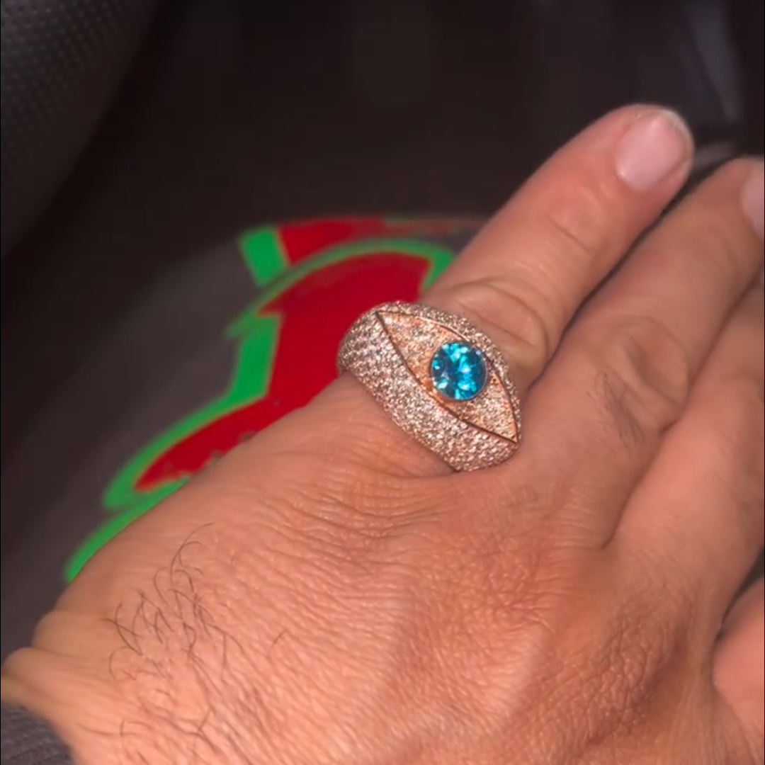 5ct round cut sapphire sterling silver plated rose gold handmade ring