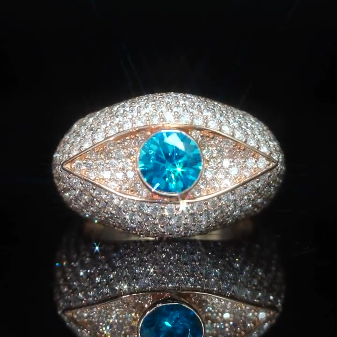 5ct round cut sapphire sterling silver plated rose gold handmade ring