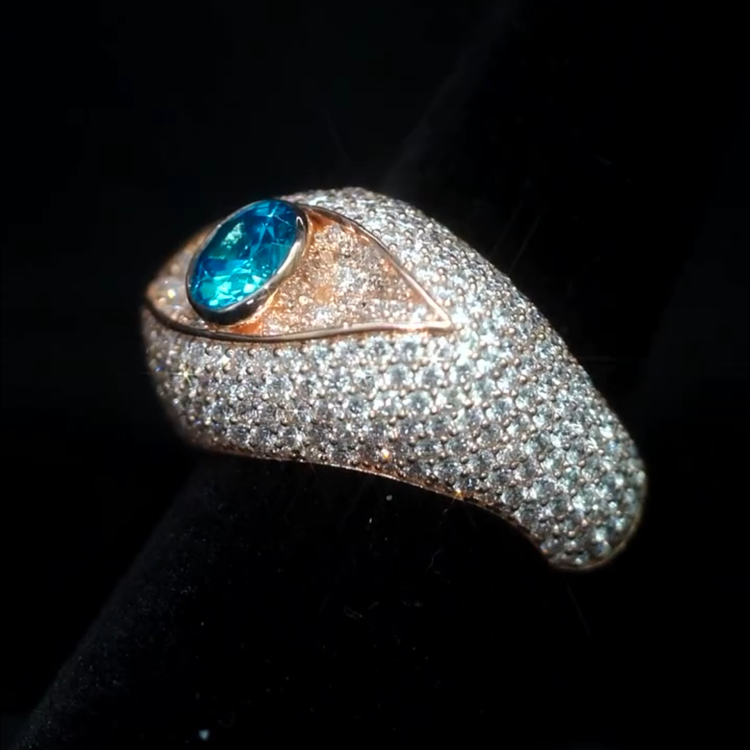 5ct round cut sapphire sterling silver plated rose gold handmade ring