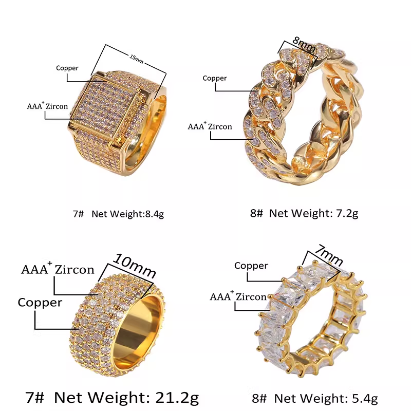 Men's Zircon Cuban Ring Hip Hop Ring