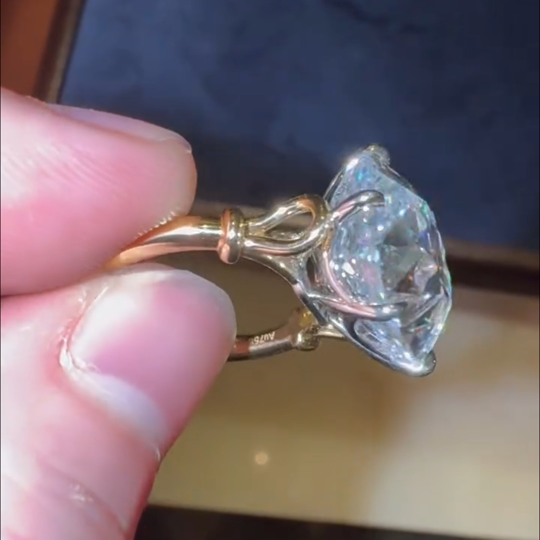 6ct cushion-cut diamond sterling silver plated yellow gold handmade ring