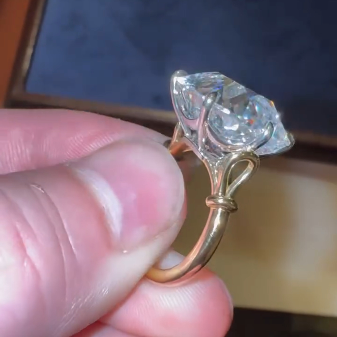 6ct cushion-cut diamond sterling silver plated yellow gold handmade ring