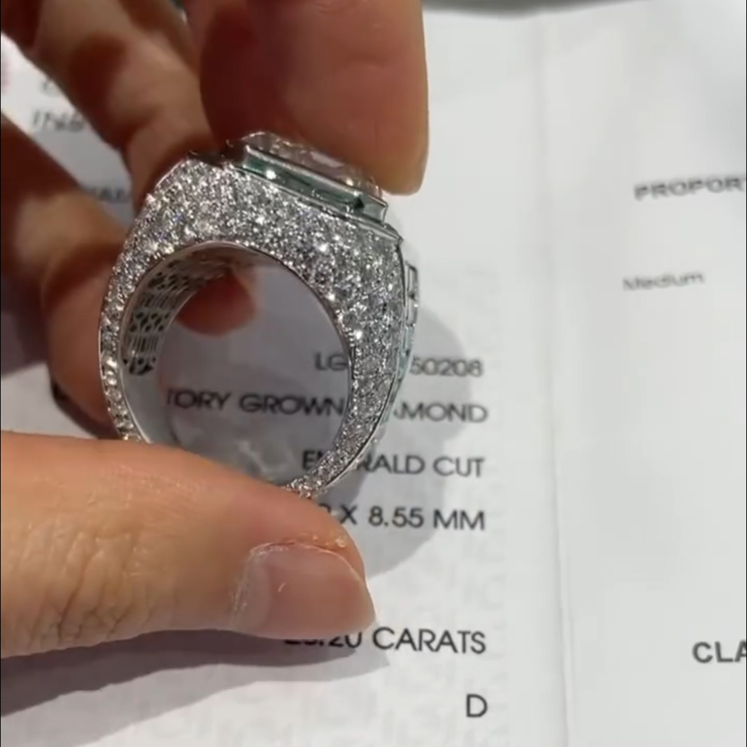 20ct Emerald Cut Emerald Sterling Silver Handmade Ring