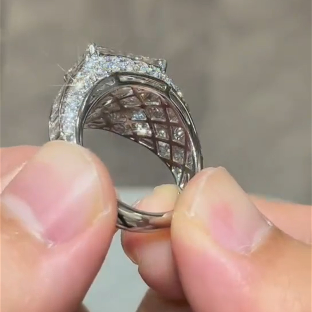 8ct Emerald Cut Diamond Handmade Sterling Silver Ring