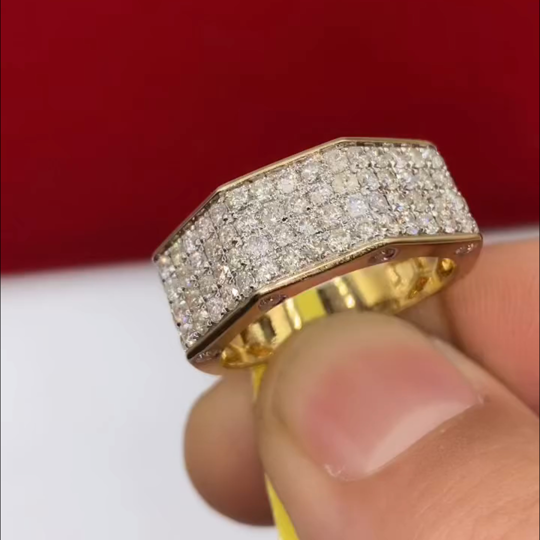 3ct Round-cut Sterling Silver Plated With Yellow Gold Handmade Ring