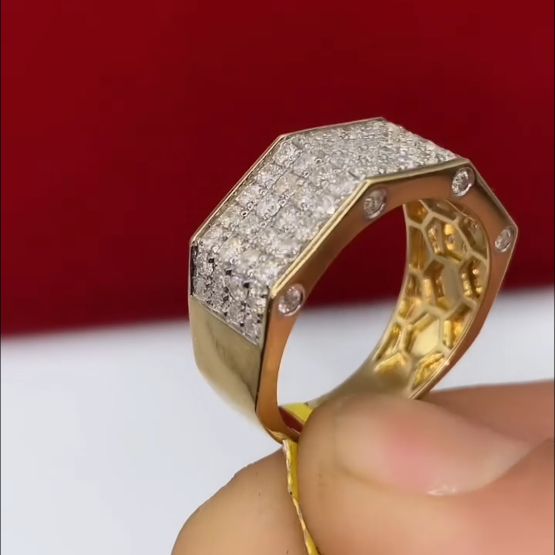 3ct Round-cut Sterling Silver Plated With Yellow Gold Handmade Ring