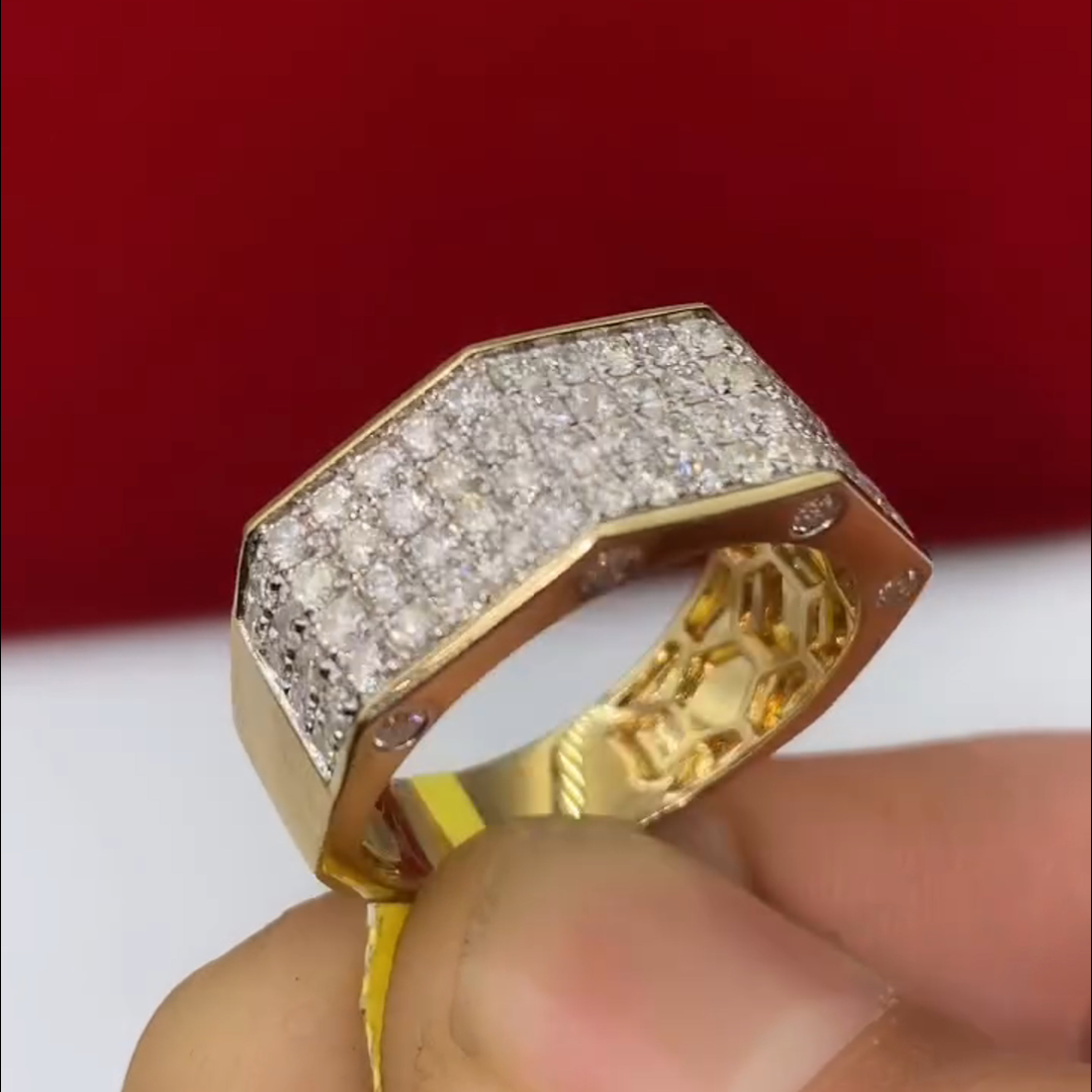 3ct Round-cut Sterling Silver Plated With Yellow Gold Handmade Ring