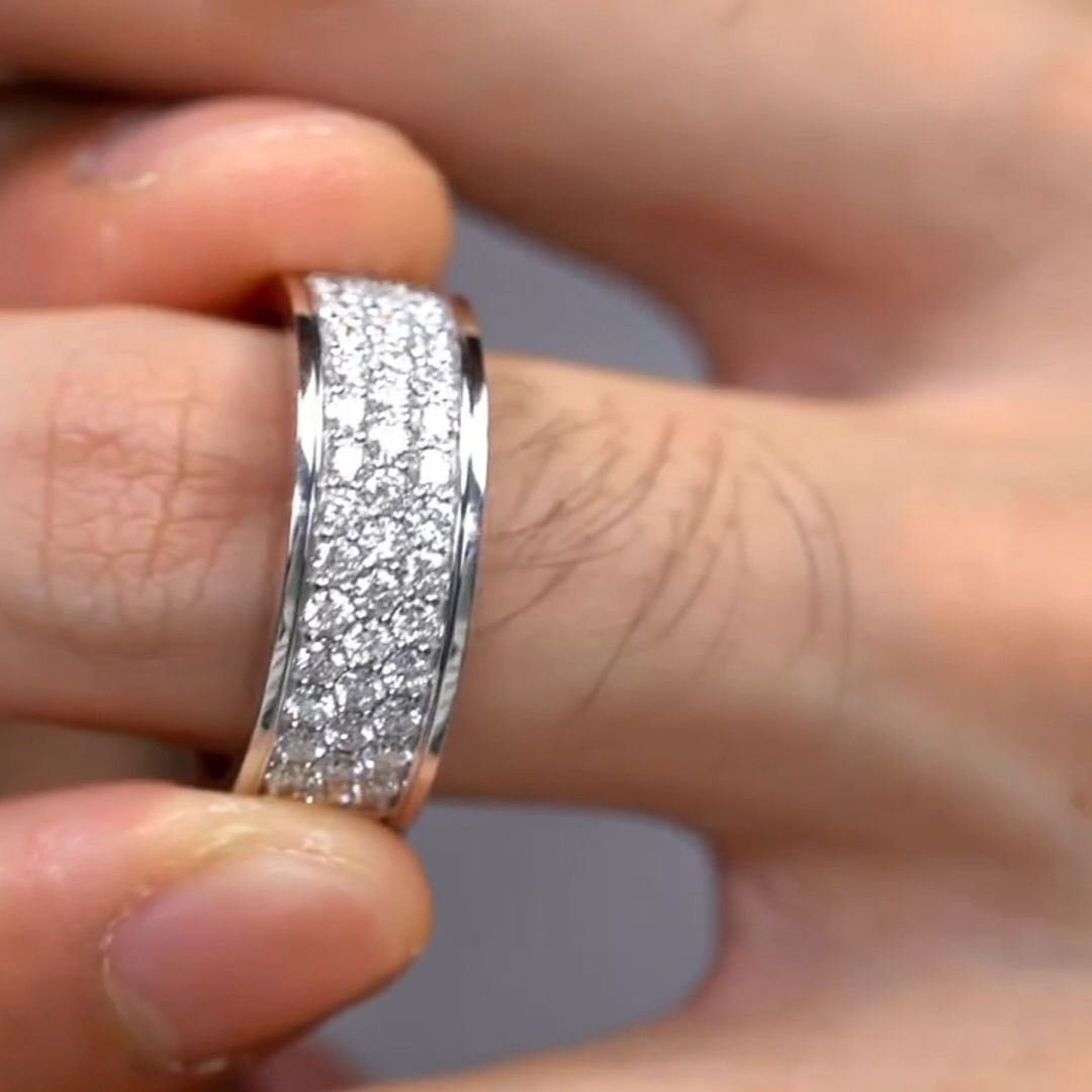 6ct Round Cut Zircon Handmade Sterling Silver Wedding Ring