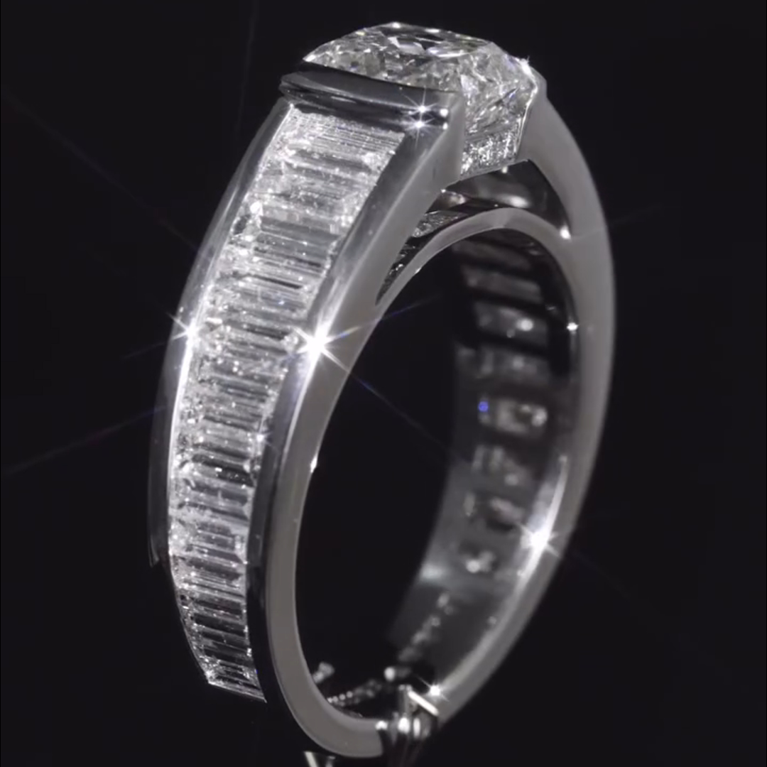 4ct Princess Cut Zircon Sterling Silver Ring