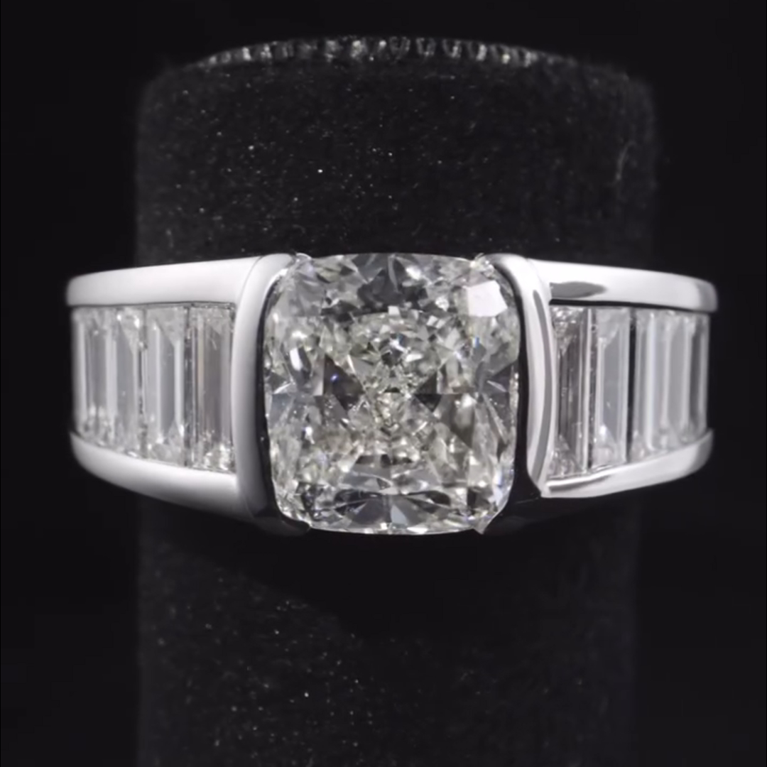 4ct Princess Cut Zircon Sterling Silver Ring