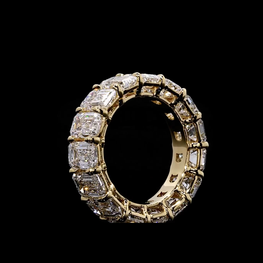 3ct Emerald-cut Zircon Sterling Silver And Yellow Gold Plated Ring