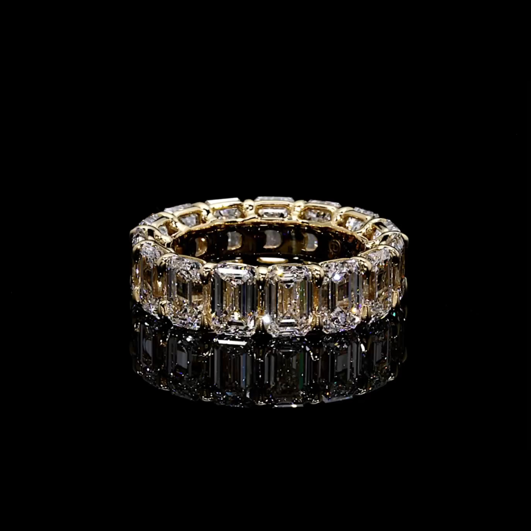 3ct Emerald-cut Zircon Sterling Silver And Yellow Gold Plated Ring
