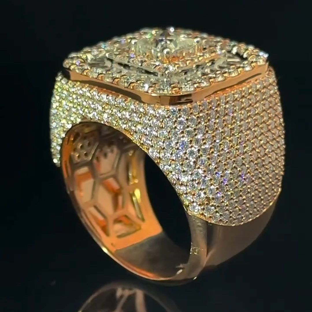 5ct Princess-cut Zircon Sterling Silver Handmade Rose Gold Plated Ring