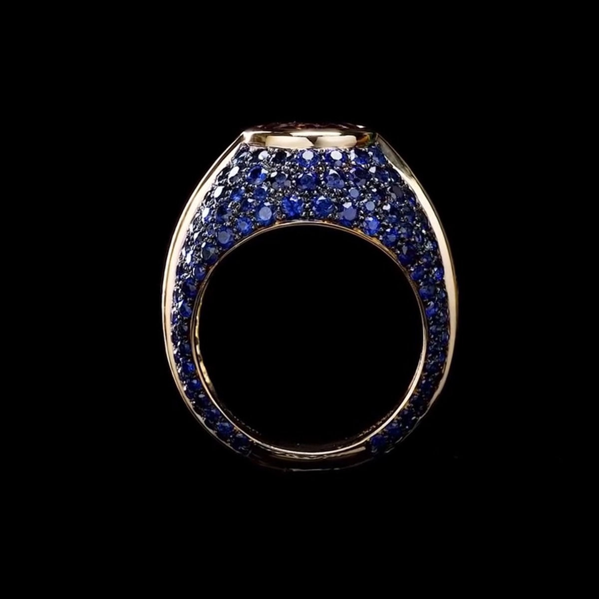 5ct Oval-cut Pink Zircon And Sapphire Handmade Sterling Silver And Yellow Gold Plated Ring