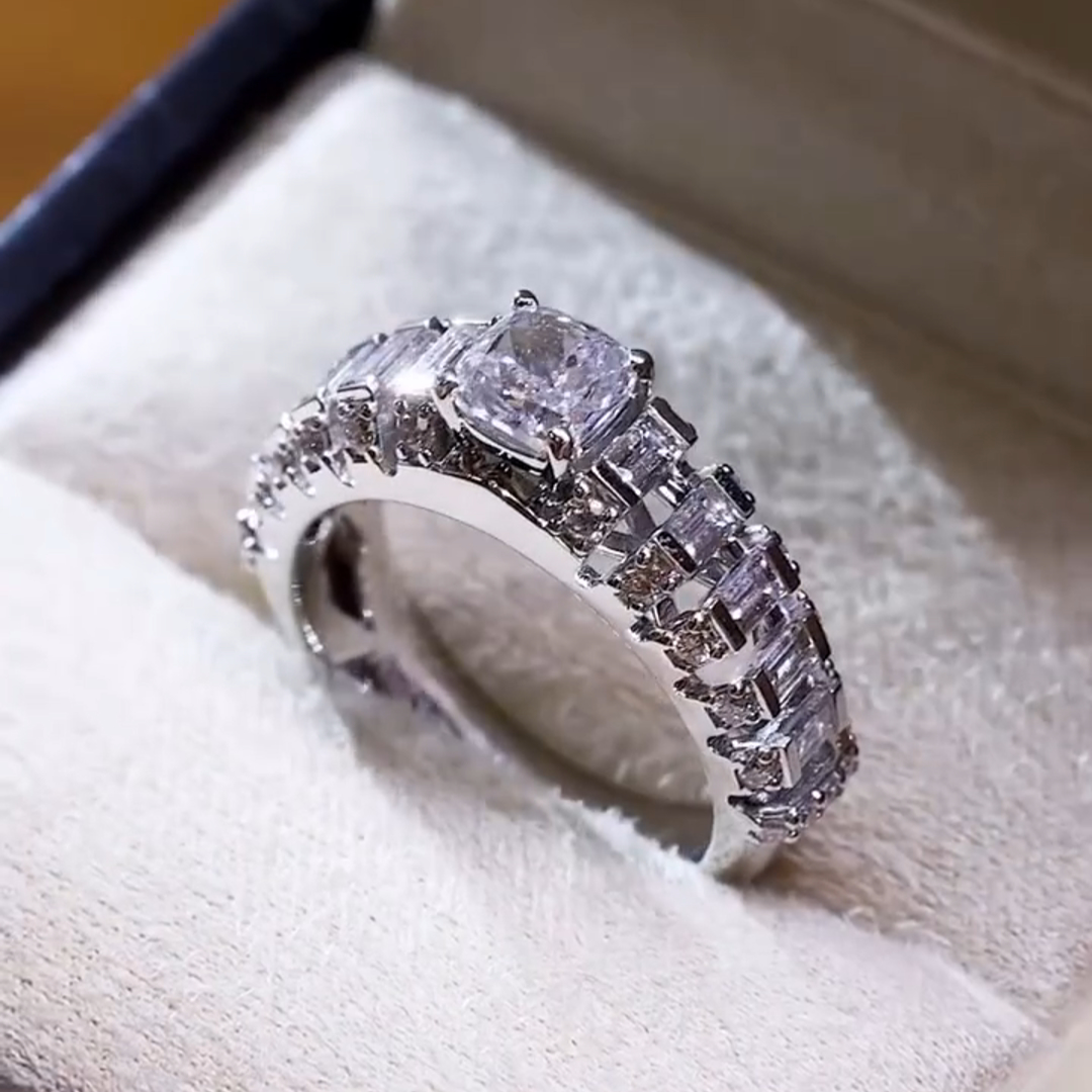 3ct Princess Cut Zirconia Sterling Silver Handmade Ring