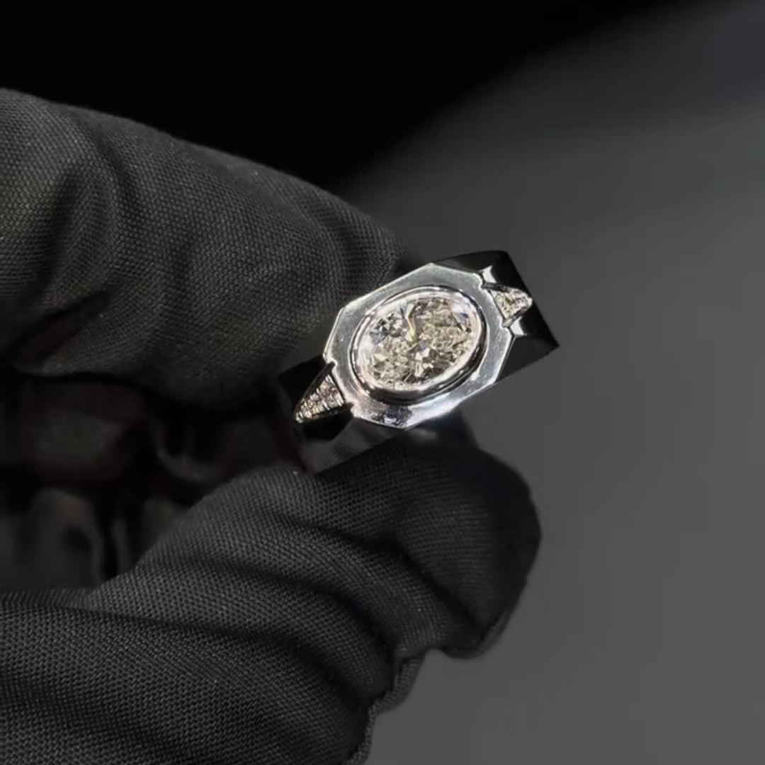 2ct Oval-cut Zircon Sterling Silver Handmade Ring